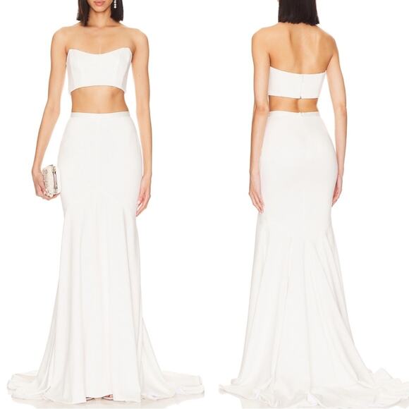KATIE MAY Noel and Jean Mimi Off White Bridal Maxi Skirt with Train Size M